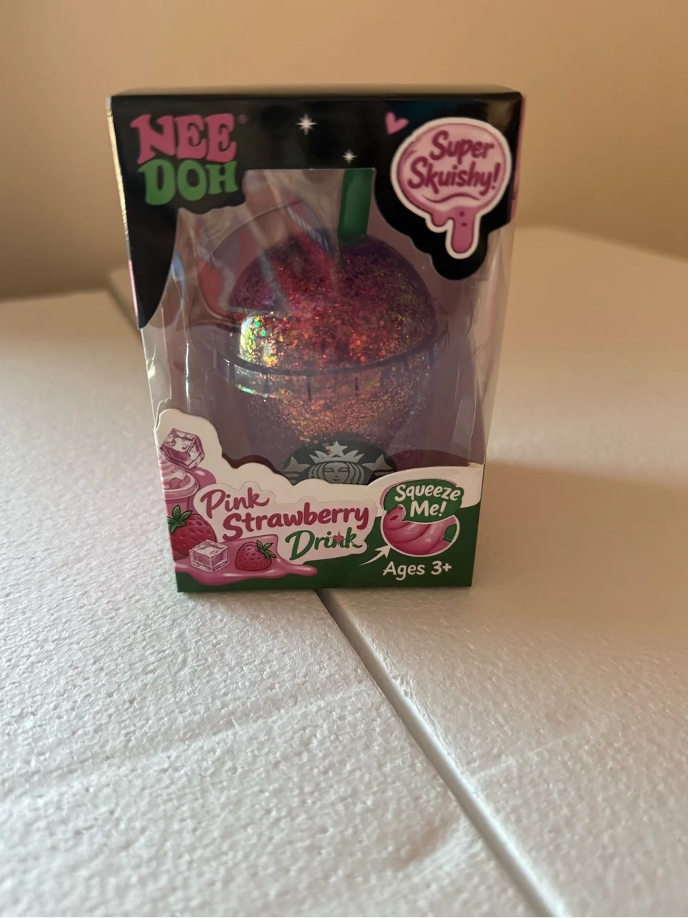 Starbucks Pink Glitter Strawberry Drink Squishy Party Favor